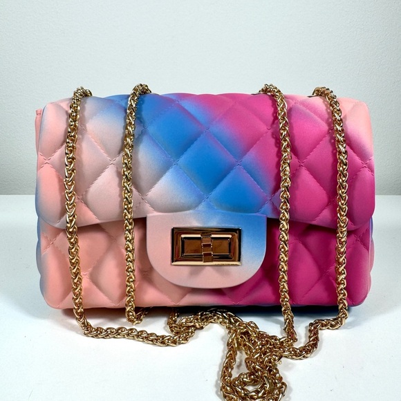 Unbranded Handbags - Gradient Quilted Chain Crossbody Bag Pastel Pink Blue NWT
